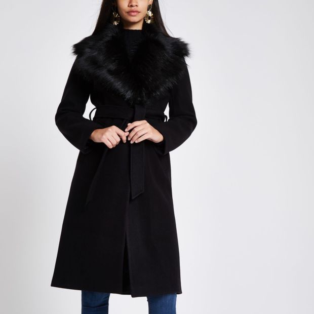 RI black coat faux fur